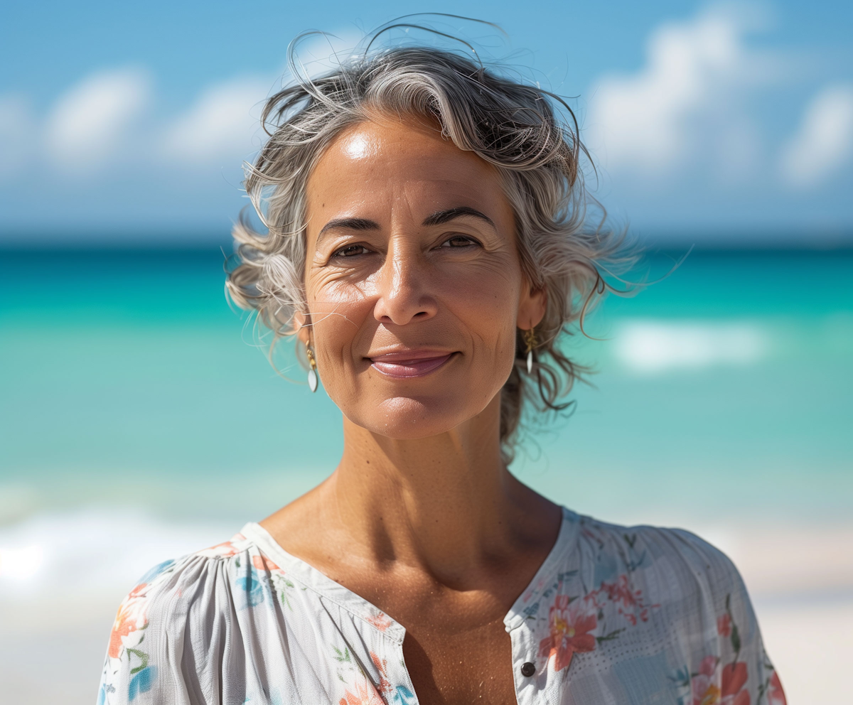 Women with blue ocean